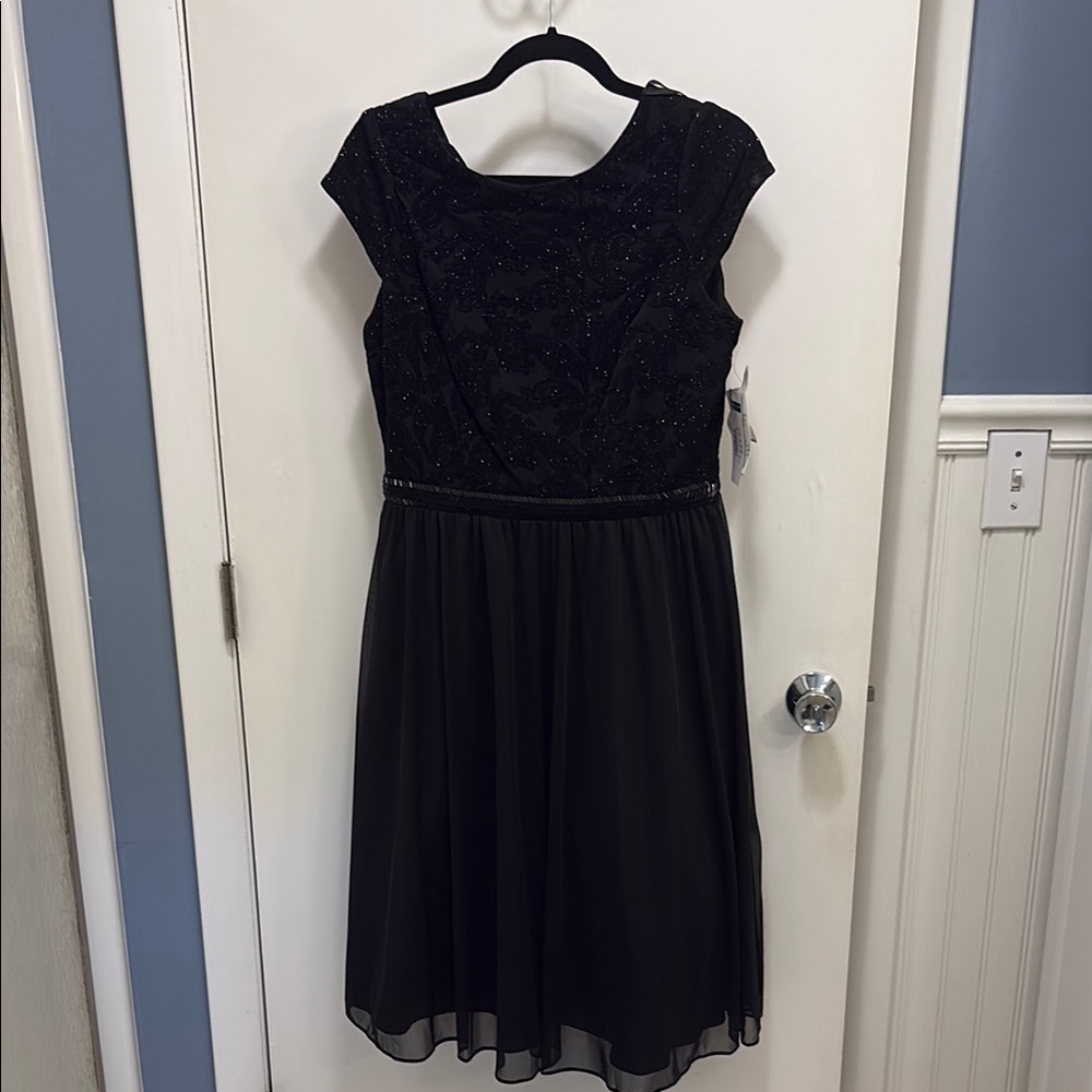 Black A-Line Cap Sleeve Dress